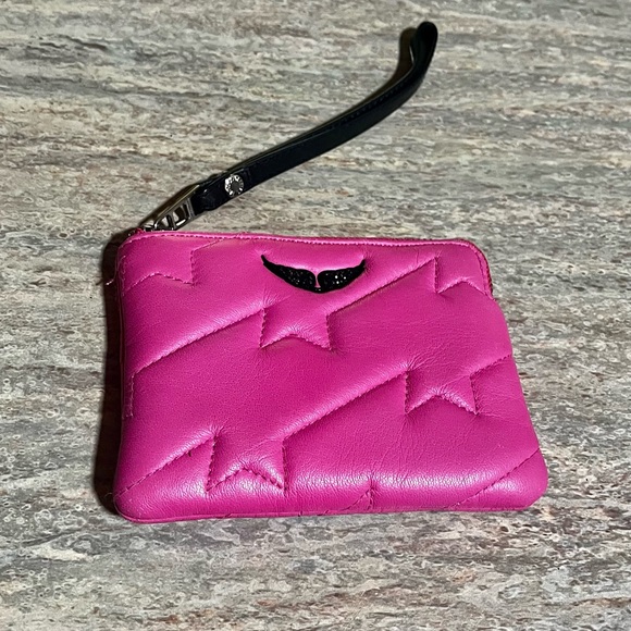 Zadig & Voltaire Uma Pink Quilted Leather Fall/ Winter 2020 Women's Wristlet - Picture 1 of 16